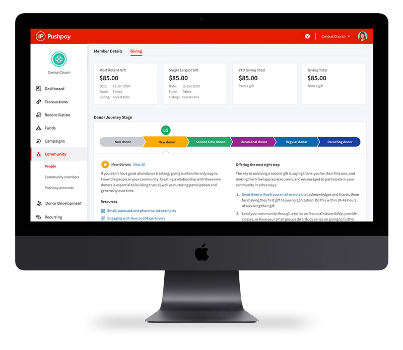 Donor development dashboard new donor