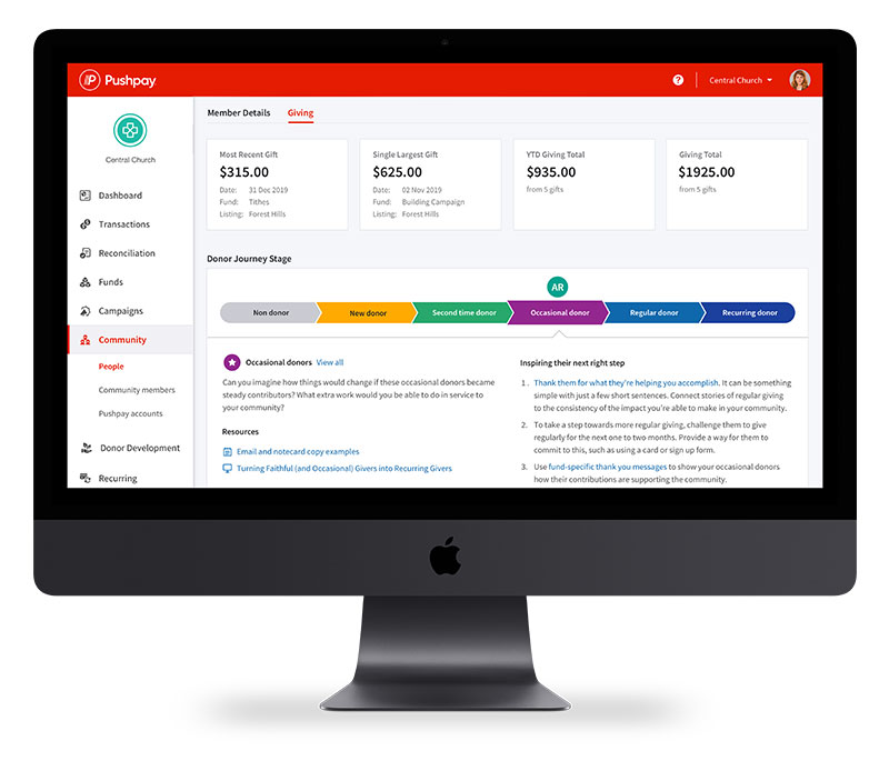 Donor development dashboard occasional donor