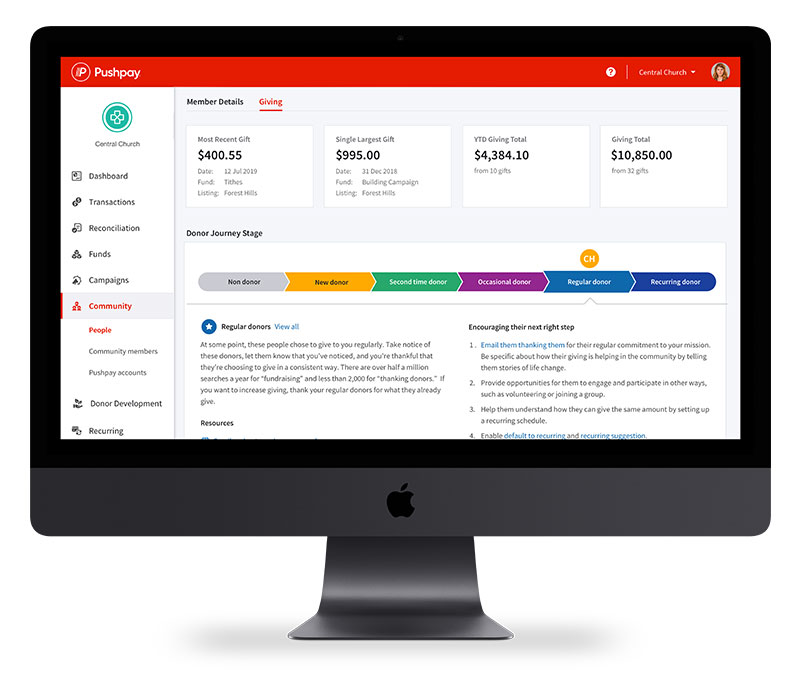 Donor development dashboard regular donor