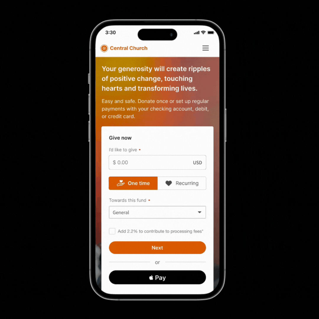 QuickGive with Apple Pay