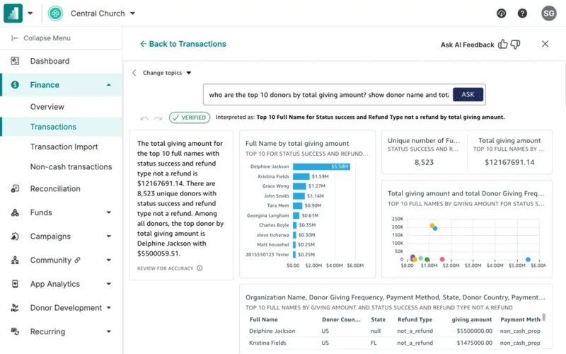 AI for Giving Data screenshot