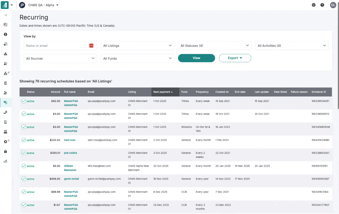 Recurring Giving Enhancements