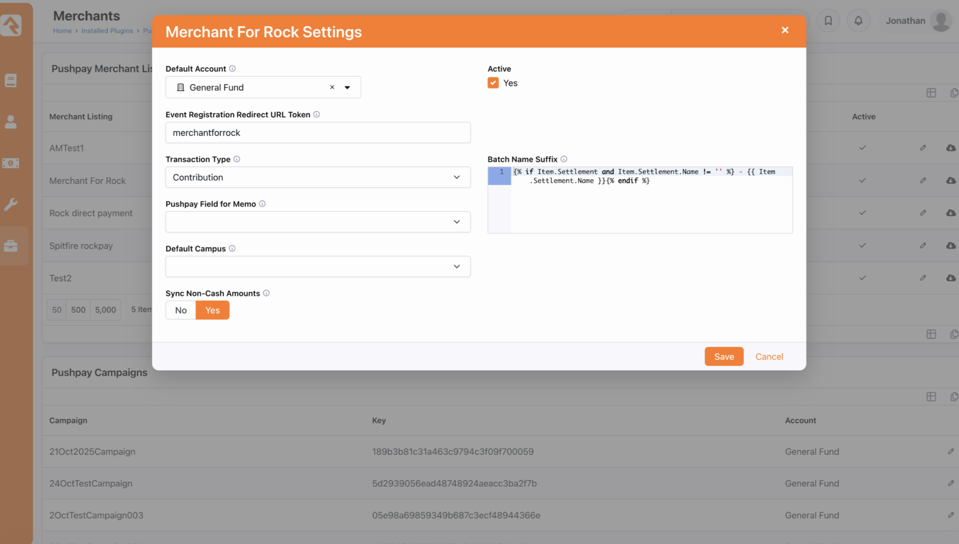 Rock RMS: Non-Cash Amounts Sync