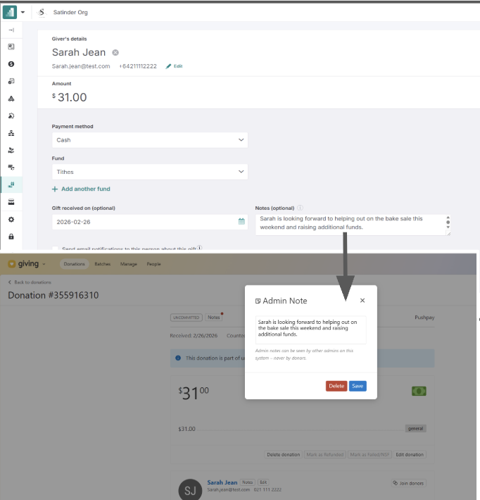 Planning Center: Donor Notes Sync