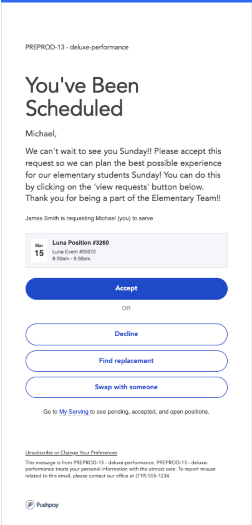 Volunteer email enhancements