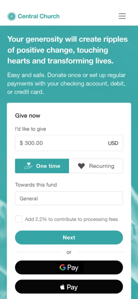 QuickGive with Apple Pay screenshot
